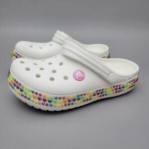 Kids White Crocs Rainbow Crocband Gem Band Clog Shoe Size Kids 13 C